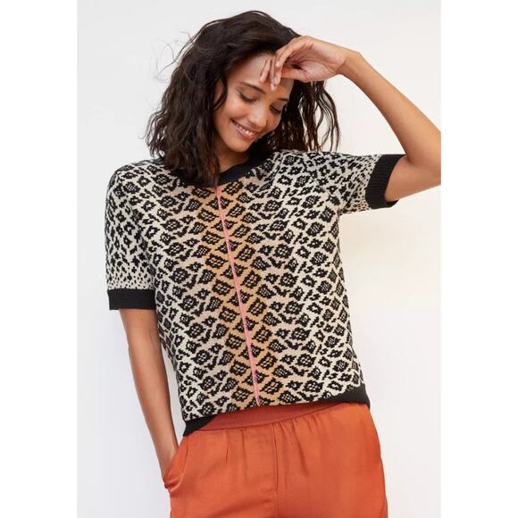 Maeve by Anthropologie Short Sleeve Ellinor Sweater Knit Top Womens Size Medium - Picture 1 of 6